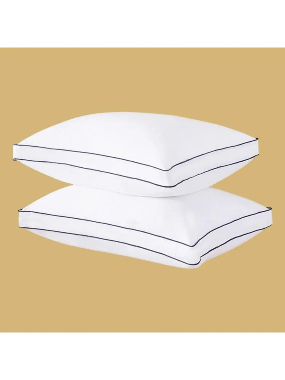 Cozy Gusseted Queen Size Goose Down Fiber Pillows - Set of 2 for Ultimate
